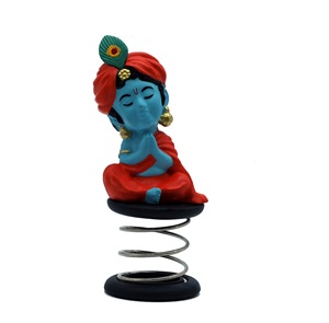 Dhyana Krishna, Figura Decorativa de Plástico en Tono Azul para el Tablero del Auto y el Templo del Hogar, Obra de Arte Espiritual Meditativa - Product Image 1