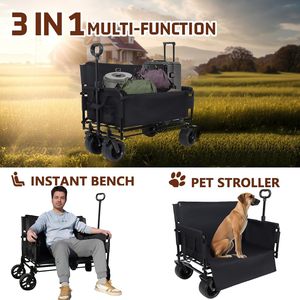 Chariot pliable avec fermetures éclair latérales et roues tout-terrain, transformable en chariot de camping <span class=keywords><strong>pour</strong></span> les <span class=keywords><strong>courses</strong></span> en plein air, le sport et la plage - Product Image 5