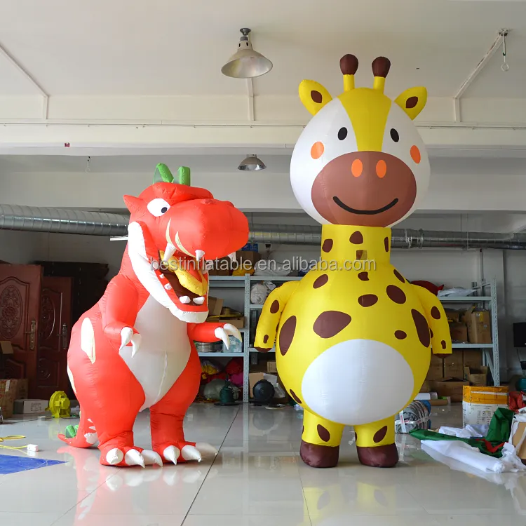 Iklan kustom produk tiup setelan kostum kartun hewan bergerak berjalan tiup naga halloween dinosaurus