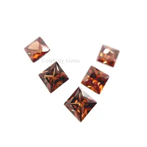 Cubic Zirconia Gemstone Square Shape Celebrity Gems Princess Cut DIY Brown Coffee Loose CZ Stone