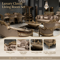 Maßgefertigtes Luxus-Villa-Hotel-Lobby Klassisches Wohnzimmer-Möbelset 6-7-Sitzer Sofa-Garnitur mit Couchtisch