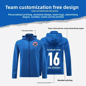 Veste coupe-vent de sport pour homme, imperméable, coupe-vent, séchage rapide, 100% polyester, pour la course à pied, le football, l'automne - Product Image 2