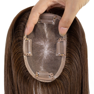 Topper de Cabello Humano 3x5 Mono Base para Mujer, Extensiones de Cabello Remy Virgen Europeo, Pelucas Invisibles, Toppers de Cabello Natural # 3 Marrón Oscuro - Product Image 1