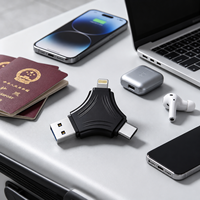 Adaptateur de clé USB 3.0 en métal 3-en-1 Type-C/Lightning/OTG Lecteur de carte 64 Go/128 Go/256 Go pour iPhone/Android/PC/Ordinateur portable Garantie 2 ans