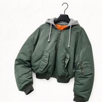 Blouson Bomber Homme Personnalisé avec Capuche, Résistant à l'Eau, Rembourré, Hiver, Poches, Vêtement Décontracté, Streetwear, Fermeture Éclair OEM, Patch