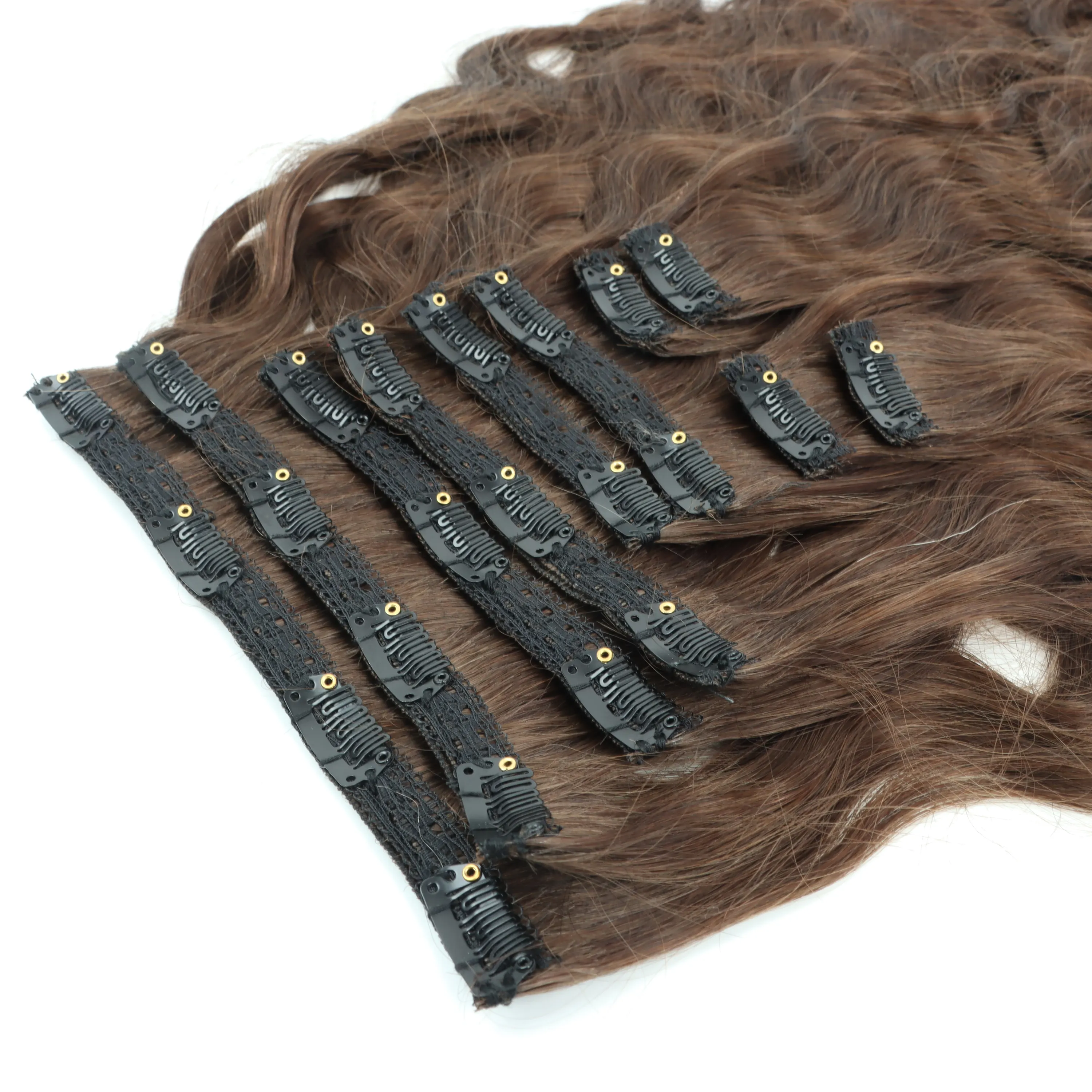 High Quality 100% Human Hair Clip Ins Extensions Natural Wave Lace Clip In Hair Extension