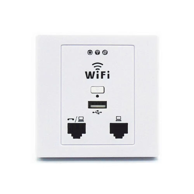 Wireless Wall Plate Access Point with RJ and USB Ports Plastic Material MT-5930