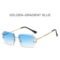 2025 nouveau modèle de lunettes de soleil carrées biseautées sans cadre en diamant-lunettes de soleil de style punk à la mode pour la photographie de rue