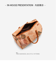 Bolsa de Viaje SHIMO, Estilo Vintage con Estampado de Mapa Mundial, Bolso de Fin de Semana, Cuero de Lujo, Gran Capacidad, para Hombre y Mujer