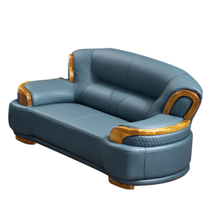 New European Style PU Leather Sectional <b>Sofa</b> Set <b>for</b> Apartment Living Room with Solid Wood <b>Legs</b> - Product Image 3