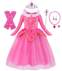 Amzgerst 2024 Kinderkostuum Mooie Tule Kinderen Meisjes Feest Cosplay Podium Voorstelling Fancy Prinses Aurora Jurken Voor Kind