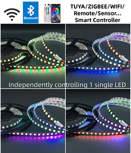 Bande LED adressable RGBW RGBIC SPI DMX à effet de poursuite DC5V SMD SK6812/WS2812 IP20/68 avec contrôle TUYA/capteur pour éclairage de fête/scène - Product Image 3