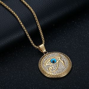 สร้อยคอจี้ฮอรัสทำจากสแตนเลสรูปทรงกลมขนาดเล็กสำหรับเป็นของขวัญ - Product Image 4