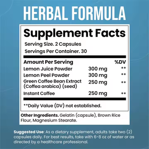 Distributeur de suppléments en gros OEM ODM <span class=keywords><strong>citron</strong></span> et café avec grain de café <span class=keywords><strong>vert</strong></span> pour hommes et femmes-Brûler les graisses - Product Image 2