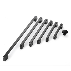 <b>Black</b> Aluminum Alloy Cabinet Handles Bar Shape Minimalist Design Durable Wardrobe Drawer Furniture Handle <b>Knob</b> Set - Product Image 4