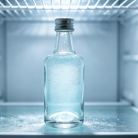 Botol Minuman Keras Mini dari Kaca Bening dengan Tutup Sekrup, Botol Kemasan Minuman Bulat Kecil untuk Minuman Keras, Jus