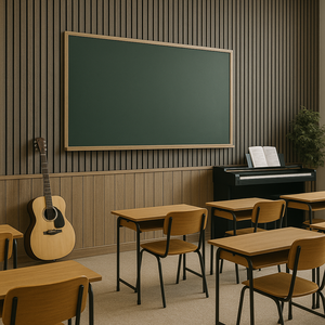 Panneaux acoustiques à lattes en PU <span class=keywords><strong>pour</strong></span> mur insonorisé Akupanel décor NRC revêtement acoustique chêne noyer 3D modèle Design graphique - Product Image 3