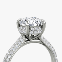 1CT Yuvarlak Çift Sıralı Pave Solitaire 18 Ayar Som Altın Laboratuvar Elması Nişan Yüzüğü IGI Sertifikalı CVD/HPHT VVS Kadınlar İçin Mücevher