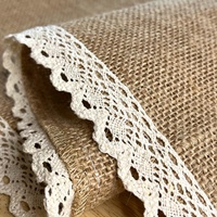 12x108 Boho Rustique Ferme Jute Chemin De Table Toile De Jute Chemin De Table avec Coton Crochet Dentelle pour Fête De Mariage