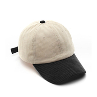 Op maat gemaakte 6-delige gestructureerde corduroy pet baseballcap vintage gebogen klep snapback 3D geborduurde logo tweekleurig groothandel