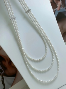 Collar de Perlas de Lujo de Tres Capas para Mujer, Plata de Ley S925, Perlas Naturales de Agua Dulce de 3-4 mm, Regalo de Boda HENG YUET - Product Image 6