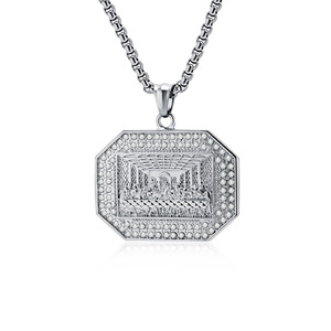 Hip Hop <span class=keywords><strong>La</strong></span> Última Cena religiosa cristiana CZ impermeable deslustre libre <span class=keywords><strong>de</strong></span> acero inoxidable joyería colgante collares para hombres - Product Image 5