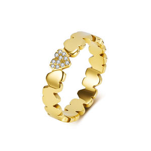 Heart Shape <b>Titanium</b> Steel <b>Ring</b> With Micro Pave Diamonds For Women Gift Jewelry - Product Image 5