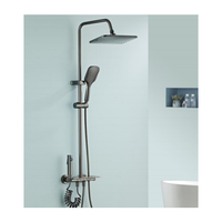 Système de douche mural en bronze pour salle de bain avec douchette à main en acier inoxydable et douchettes de bidet, jet de pluie, style touches de piano