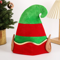 Chapeau d'elfe de Noël rayé rouge et vert avec oreilles d'elfe PAFU Santa Helper