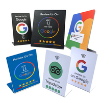 Support de signalisation NFC RFID en acrylique personnalisé avec puce encodée pour avis Google, idéal pour la réputation des restaurants et des commerces (vente en gros)