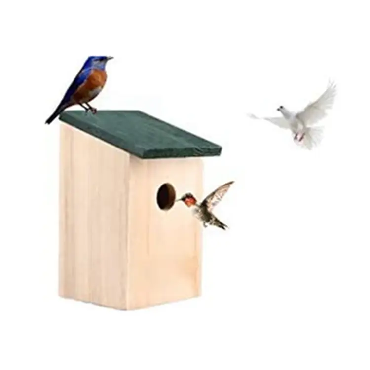 पर्यावरण के अनुकूल झुका हुआ छत लकड़ी जंगली चिड़िया का घोंसला बक्से थोक पक्षी घरों