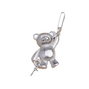 Pendentif en argent S925 en forme d'ours ballon avec support vide pour perle, accessoires de pendentif lisses à faire soi-même, support vide pour perle plaqué, emballé dans un sac - Product Image 5