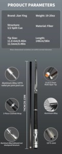 Ensemble de queue de billard en fibre de carbone YFEN 58'' (148 cm, 18-20 oz, 11,5 mm, 12,5 mm) avec joint en aluminium, coffret cadeau, logo personnalisé CK007 - Product Image 5