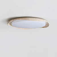 Lámpara de Techo de Travertino Crema Estilo Japonés Wabi Sabi, Diseño Minimalista para Dormitorio Principal, Sala de Estar, Comedor, Decoración LED
