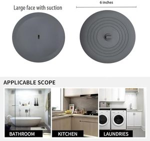 Nhà máy cung cấp lớn <span class=keywords><strong>6</strong></span>-inch Silicone bồn tắm Stopper màu xám/trắng bồn tắm xả tóc Stopper với phẳng hút Bìa sản phẩm cao su - Product Image 2