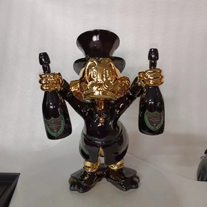 Design moderno Pop Art Gloss Donald Duck statua personalizzata in resina con due bottiglie di colore oro elettrolitico anatra in fibra di vetro - Product Image 1