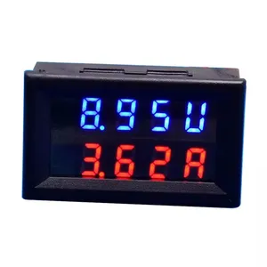 Voltmeter digital DC 100V 200V, pengukur arus tegangan LED Mini merah biru tampilan ganda 0.28