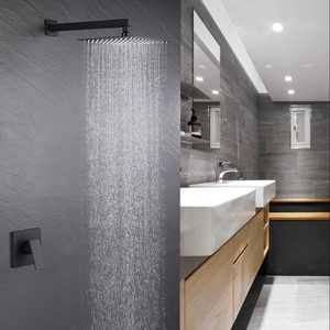 Système de douche de pluie noir mat 10 pouces pomme de douche salle de bains mélangeur de luxe douche ensemble combiné complet poignée Singe mural - Product Image 4