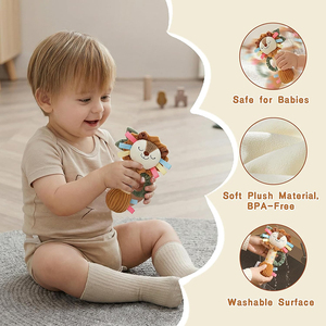 Jouet sensoriel doux et sonore en peluche <span class=keywords><strong>lion</strong></span> personnalisé de haute qualité avec hochets intégrés pour bébés de 0 à 12 mois - Product Image 5