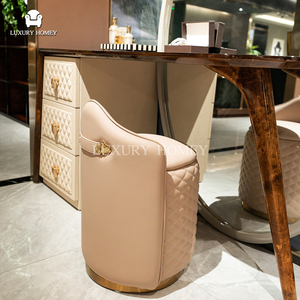 Mới nhất bàn trang điểm da thiết kế vàng trắng bằng gỗ bàn trang điểm cho đồ nội thất phòng ngủ tủ quần áo cho phòng ngủ với gương lớn - Product Image 5