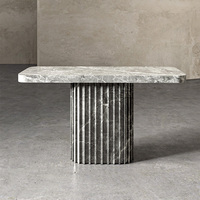 Console en marbre massif Dream Home avec base cylindrique rainurée, console de hall en pierre unique pour décoration résidentielle haut de gamme