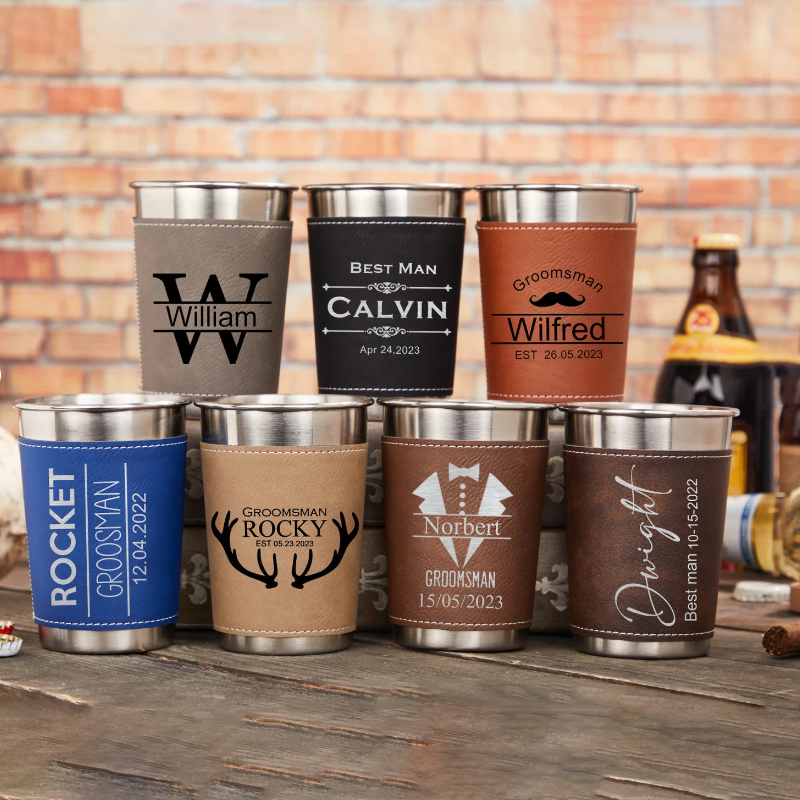 Personalized Leather Beer Cooler Sleeve Custom