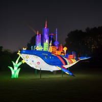 Maßgefertigte Große Einzigartige Wolkenkratzer-Wal-Tierlaterne Wasserdichte Festival-Laterne für Aquarium-Tour-Lichtinstallation