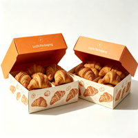 Boîtes en papier recyclables pour pain, croissants, sandwichs et biscuits, emballages pliables pour vente en gros