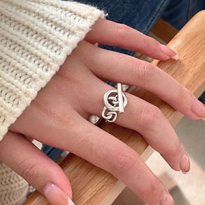 Silver Ruitai S925 Sterling Silver Anchor Shape OT Buckle Chain <b>Ring</b> For Women Korean Style <b>Open</b> <b>Ring</b> Everyday Wear - Product Image 4