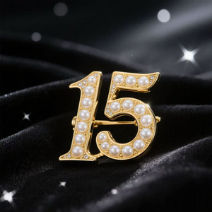 Yunan Sorority numarası 15 broş inci taklidi bayanlar Charm yaka <span class=keywords><strong>Pin</strong></span> - Product Image 2