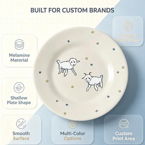Dinosaur Pattern Round Melamine <b>Plate</b> 8 Inch Kids Dinner Eco-Friendly <b>Disposable</b> - Product Image 2