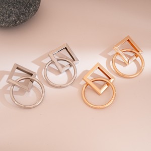 Pendientes de Moda para Mujer, Diseño Geométrico Cuadrado y Circular, Estilo Punk, Metal Dorado, Grandes, Irregulares, Geométricos, Colgantes - Product Image 2