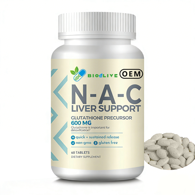 Wholesale Bulk Custom Formula 600mg NAC Tablets Natural Pure Vegan Supplement N-Acetyl Cysteine for Adult Liver Antioxidant