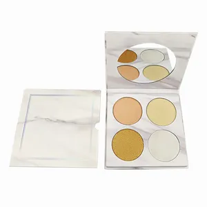 4 Colors Marble Bright Highlighter Powder Palette Waterproof Shimmer Glow Illuminator